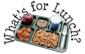 What's for Lunch words around meal tray with food